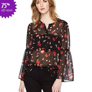 NEW Kensie Sheer Floating Petals Top